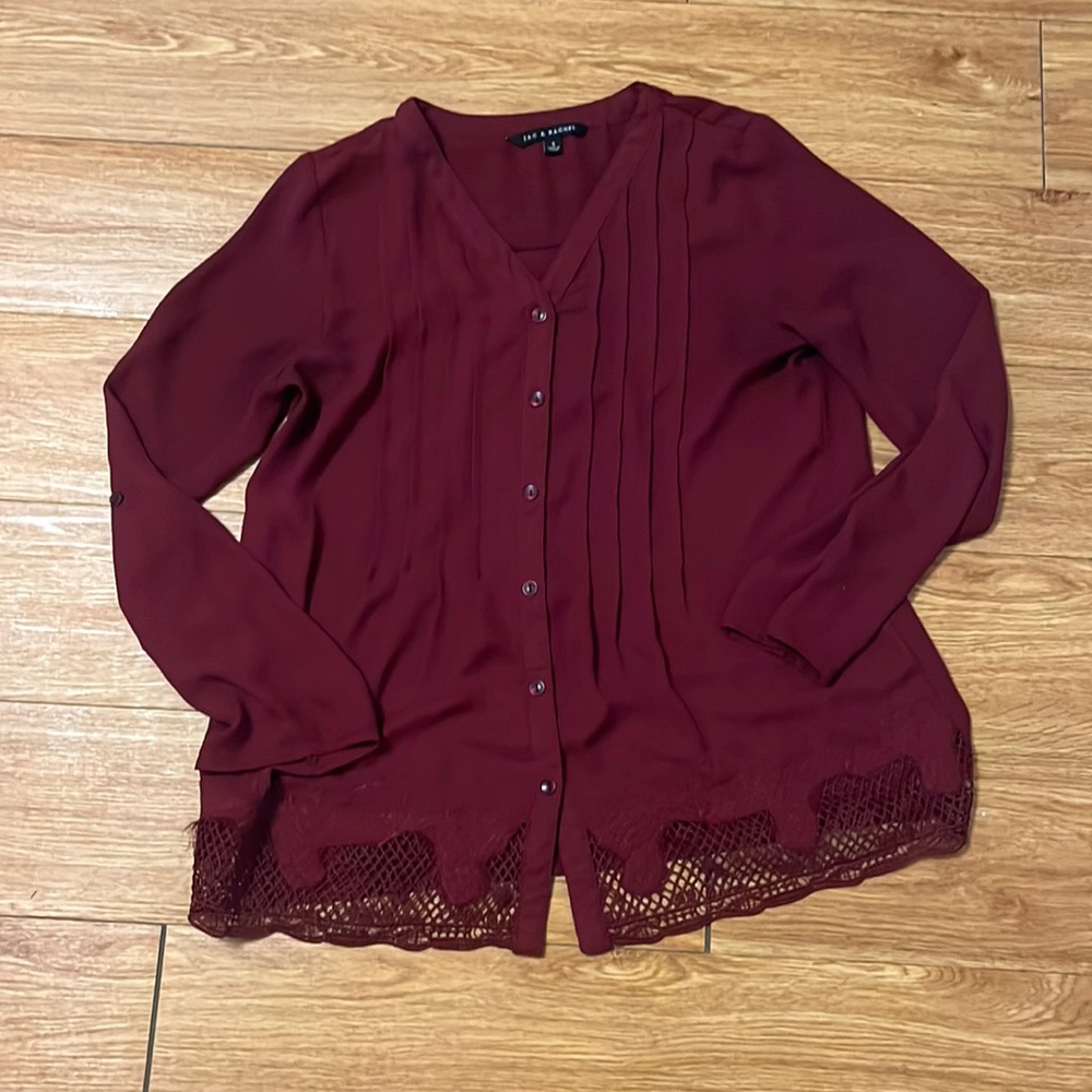 Zac and Rachel Burgundy Size Small blouse